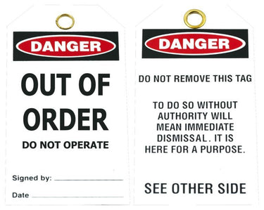 Danger - Out of Order Tags Pkt 25 - Kiwi Workgear